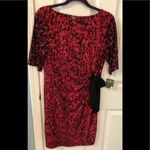 Taylor red and black short sleeve dress with grosgrain side bow   Size 10